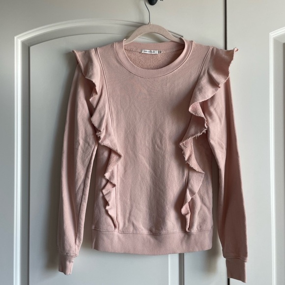 Avec Les Filles Blush Pink Cotton Ruffled Sweatshirt - Picture 4 of 8